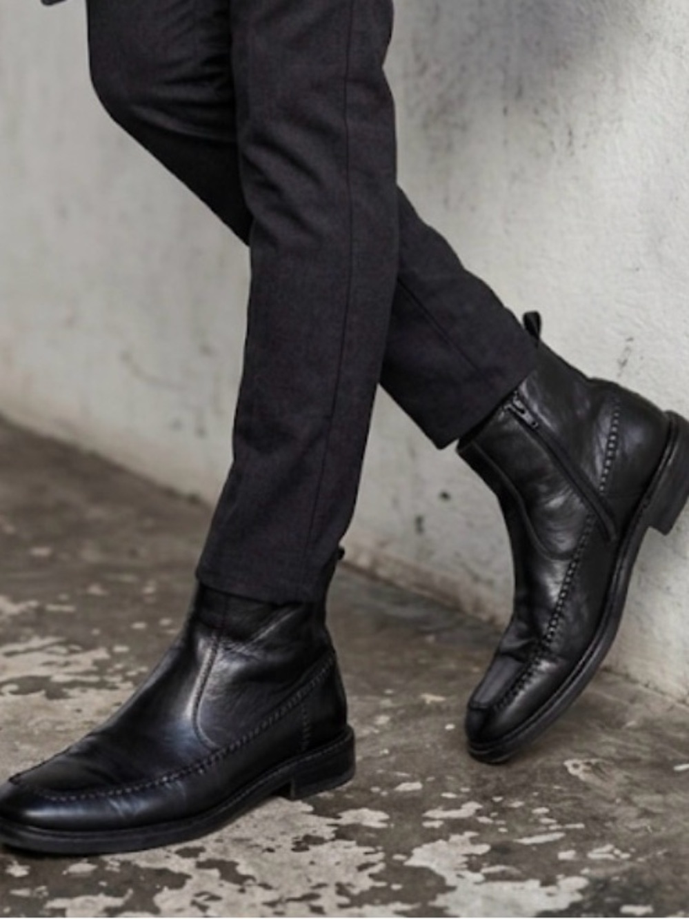 Mark Nason Black Leather Chukka Boots with Side Zip
